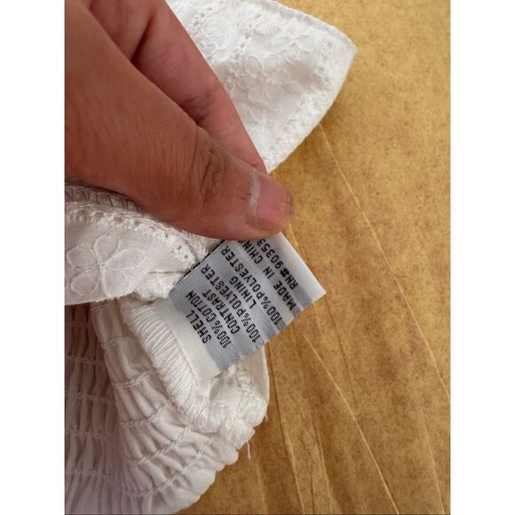 Rebellion White Lace Smocked Crop Top | Boho Spaghetti Strap Bralette Style – Si - Picture 4 of 7